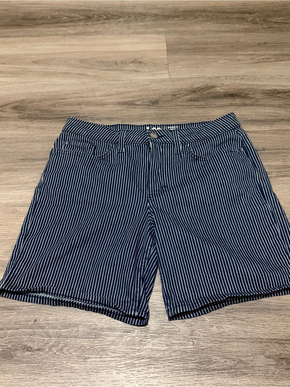 Lee Navy and White Pinstripe Women's Shorts